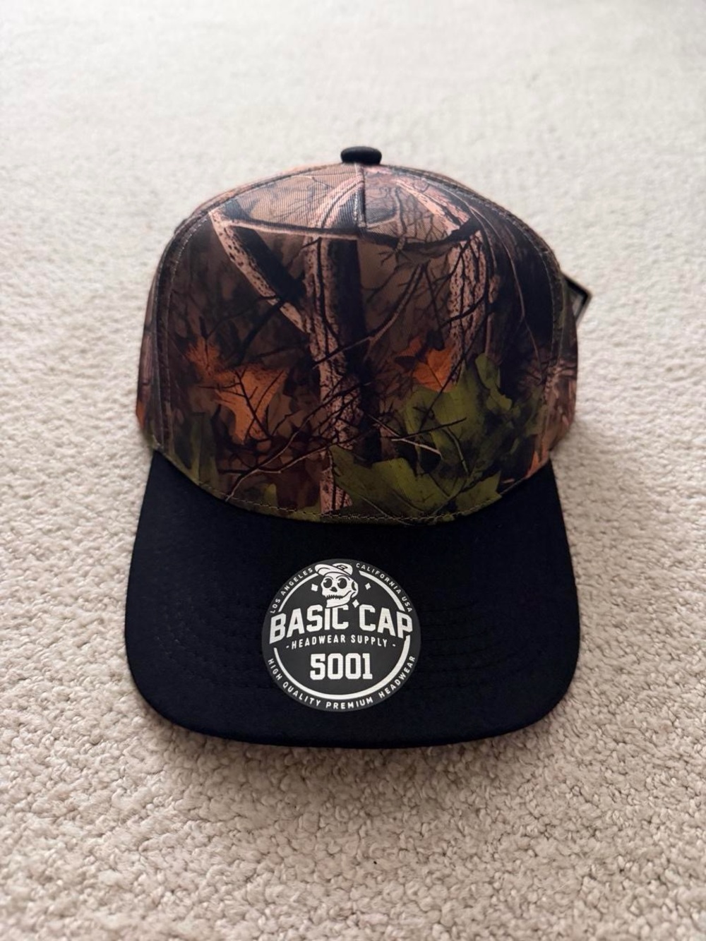 Basic Cap 5001 Camouflage Snapback Hat - Brown/Black